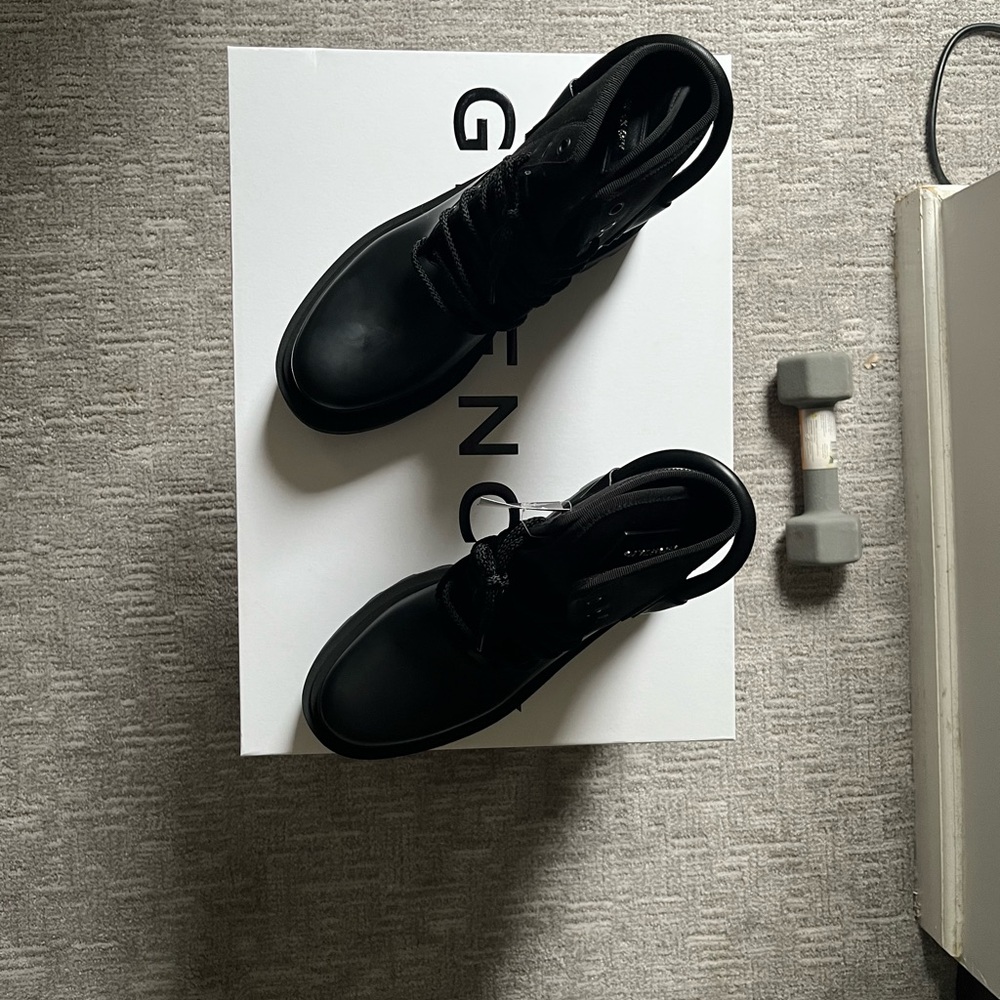 Givenchy Black Leather Combat Boots - Picture 3 of 5